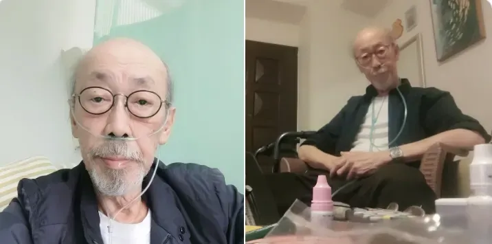 馮淬帆近年因肺炎頻繁住院,平時也須使用氧氣機。(圖/翻攝自馮淬帆臉書)