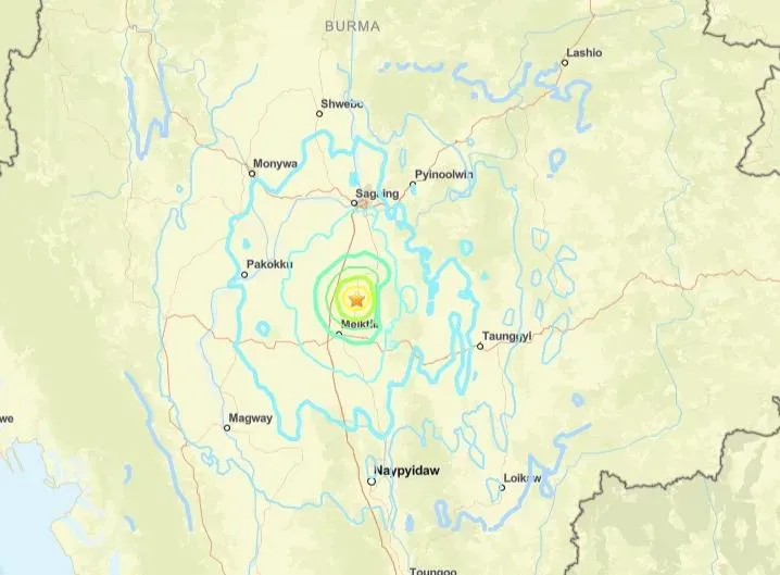 緬甸又發生規模5.5地震。（圖／USGS）
