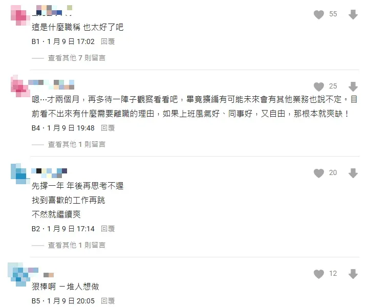 不少網友忍不住羡慕原PO的工作。（圖/翻攝自Dcard）
