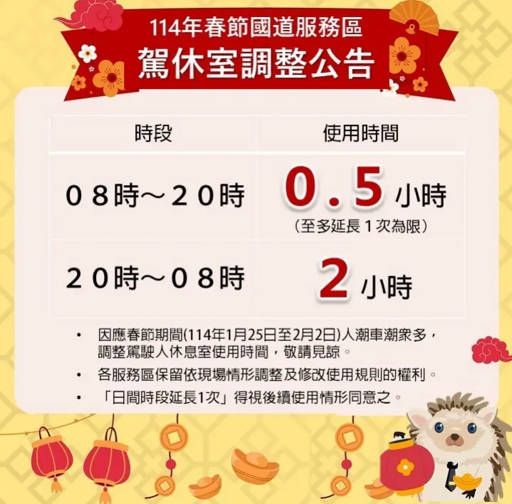 因應春節假期高公局表示,已辦理服務區整備工作。(圖/翻攝自交通部高公局)