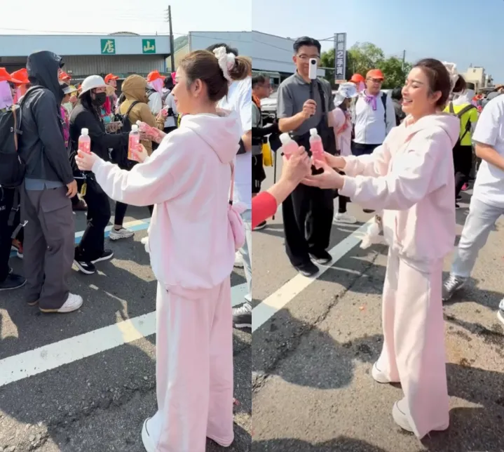 許維恩現身白沙屯媽祖進香活動，親自在路邊發結緣水給進香民眾。（圖／翻攝自許維恩臉書）