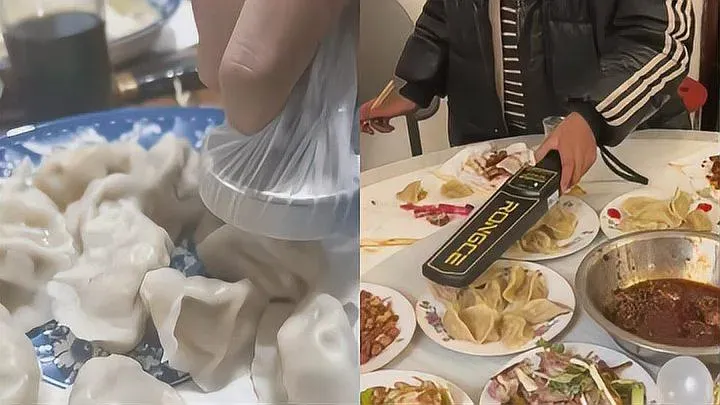 為搶包錢餃子討吉利,陸網友曬「作弊神器」。(圖/翻攝掌聞視訊)