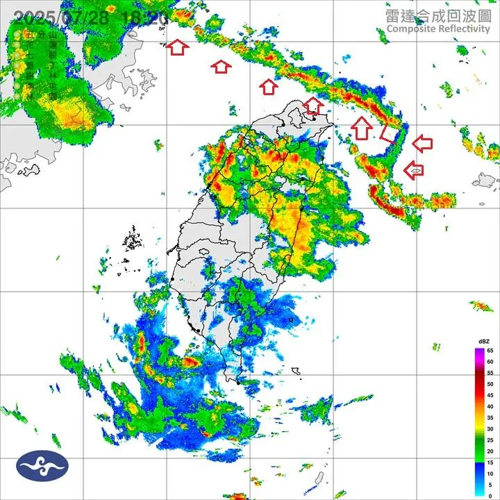 鄭明典指出,雷達回波圖上出現了少有直線和直角。(圖/翻攝自鄭明典臉書)