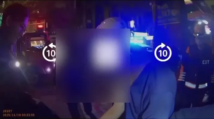 警方制伏嫌犯。（圖／翻攝畫面）