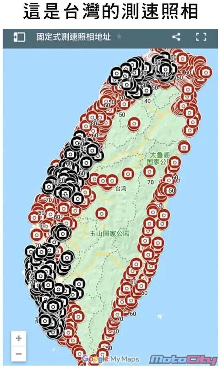 陳為民PO出台灣測速照相地圖。（圖／翻攝浪人幫 - 陳為民臉書）