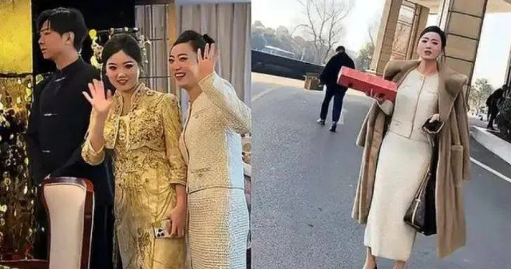 大陸安徽省一名38歲女子近日參加兒子的訂婚宴，她與兒媳站在一起同框拍照，看上去就像姊妹。（圖／翻攝自微博）