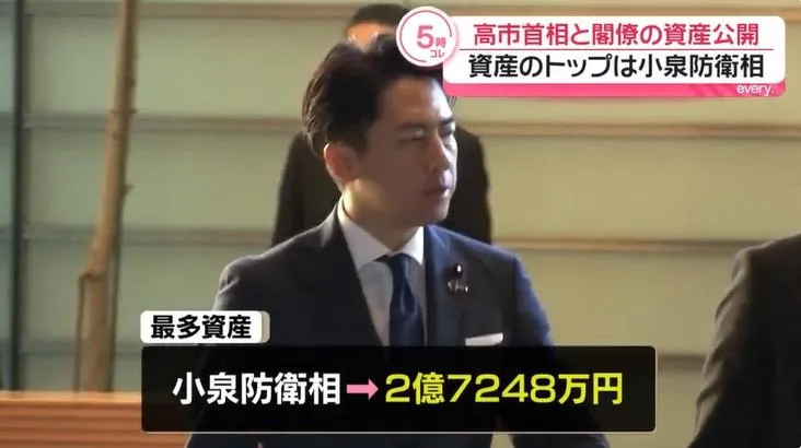 小泉進次郎資產總額最高。(圖/NNN)