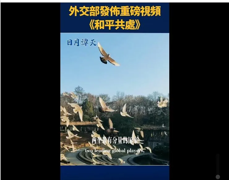 中國大陸外交部11日發布中英文雙語《和平共處》影片。(圖取自中國大陸官媒旗下新媒體「日月譚天」臉書粉專)