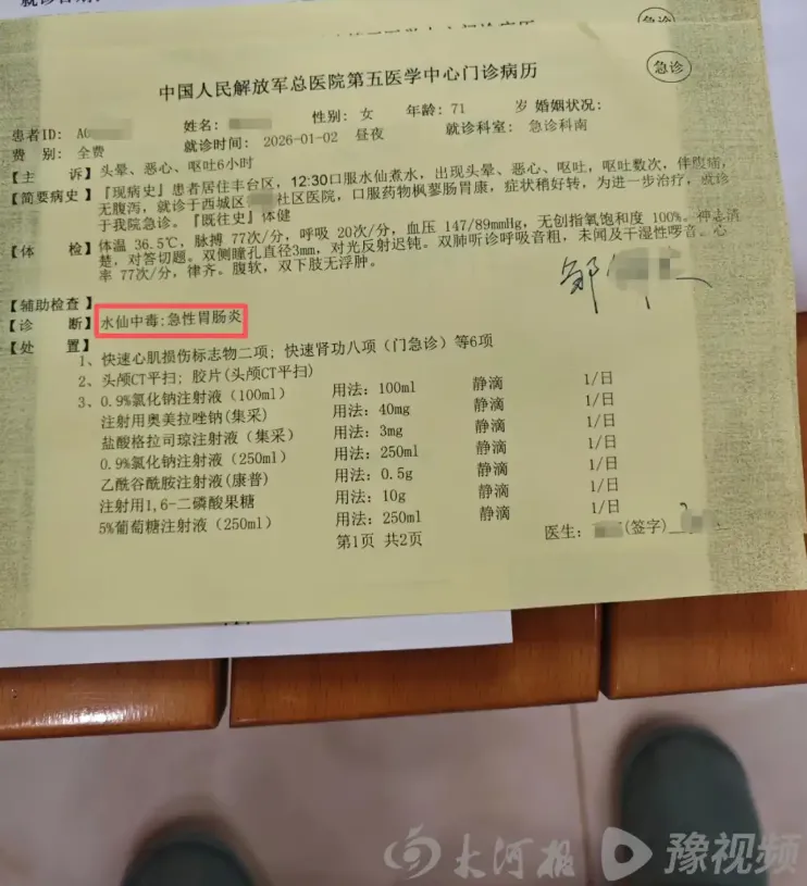 醫院診斷鄒女士的母親為水仙中毒。（圖／翻攝《大河報》）