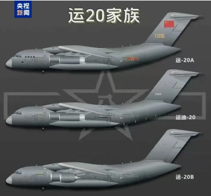 運-20家族機型比較。（圖／翻攝《央視新聞》）