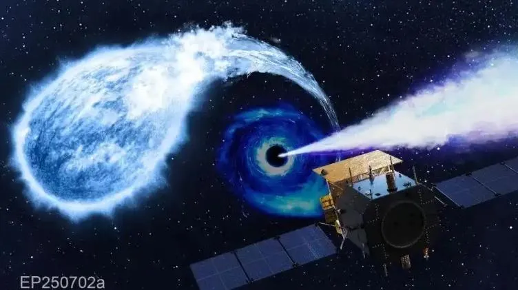 天關衛星捕獲EP250702a事件藝術想像圖。（圖／翻攝《參考消息》）