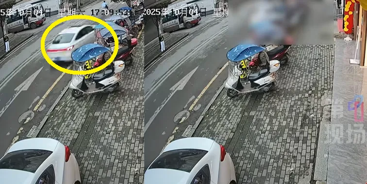 汽車失控暴衝撞上人行道造成嚴重傷亡。(圖/翻攝抖音@第一現場)