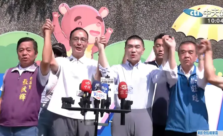 國民黨前主席朱立倫26日首度為今年選戰站台，選擇力挺基隆市長謝國樑。（圖／中天新聞）