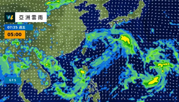 林孝儒指出，週四至週五台灣將受颱風外圍環流影響，東北部及北部地區將有間歇大雨。（圖／翻攝自天氣風險 WeatherRisk臉書）