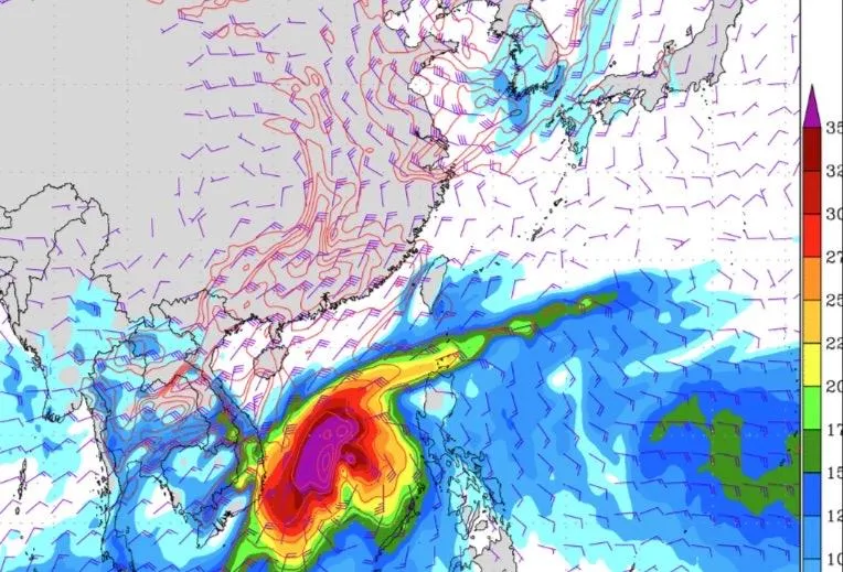 北方乾冷空氣偏強，南下期間卡住南方暖濕水氣。（圖／翻攝自Facebook@氣象報馬仔）