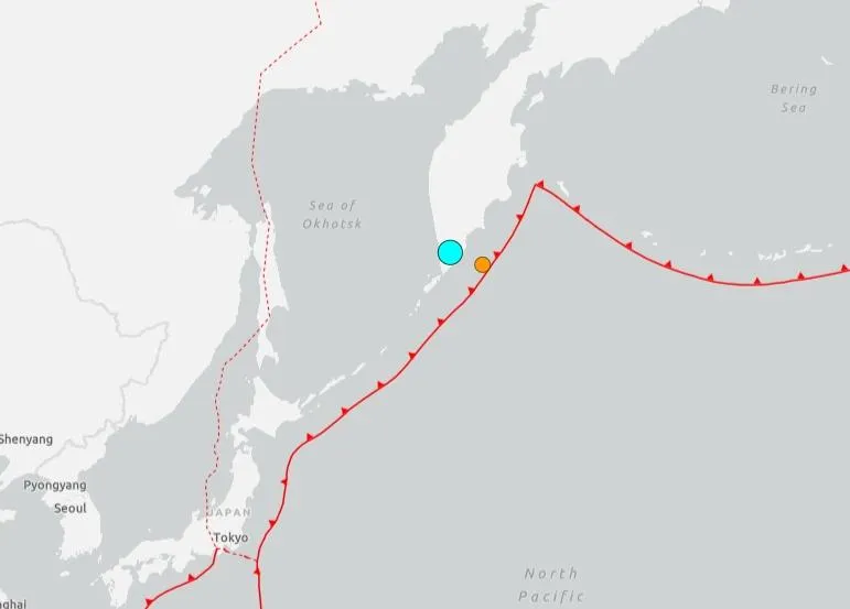 俄羅斯堪察加半島發生規模6.9地震。（圖／翻攝自USGS）