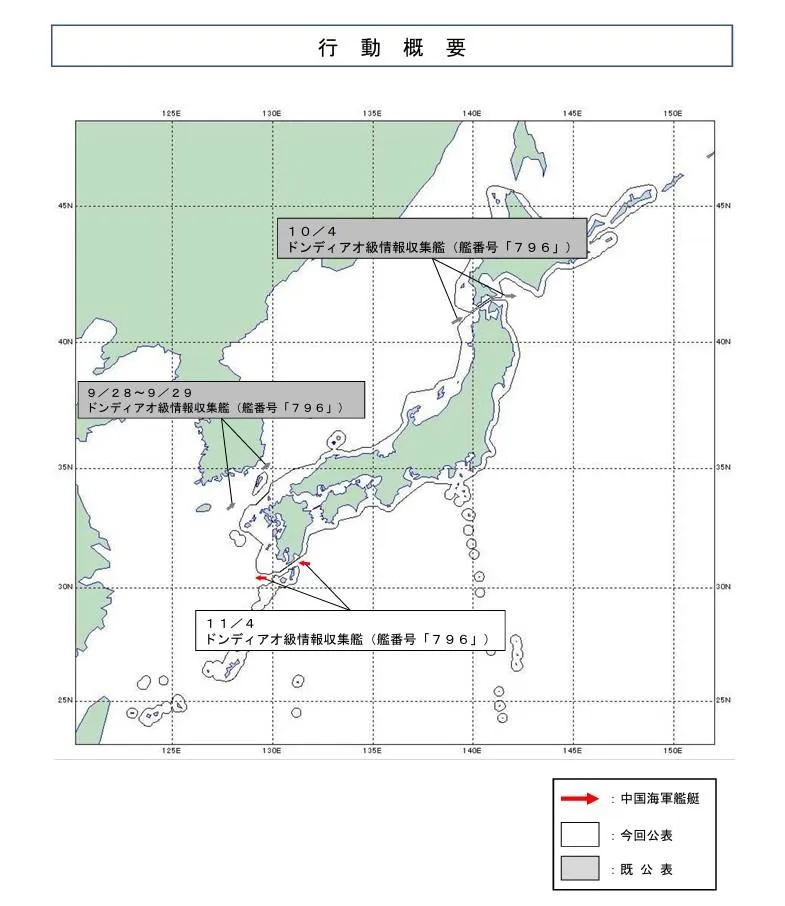 開陽星號繞日本航行軌跡。(圖/防衛省)