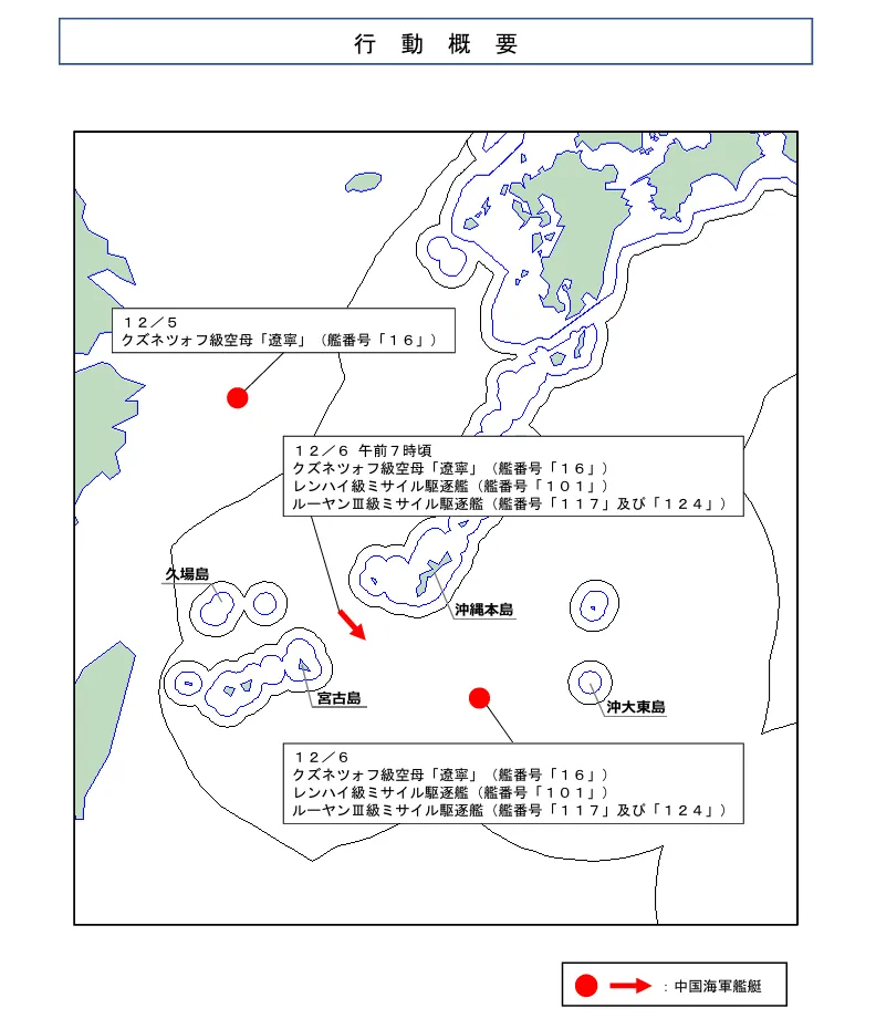 大陸艦艇航跡。(圖/防衛省)