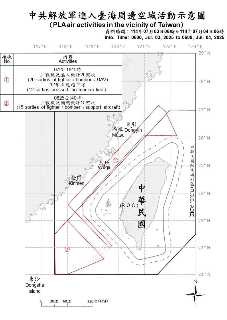 國防部今(4日)公布即時軍事動態。(圖/國防部提供)