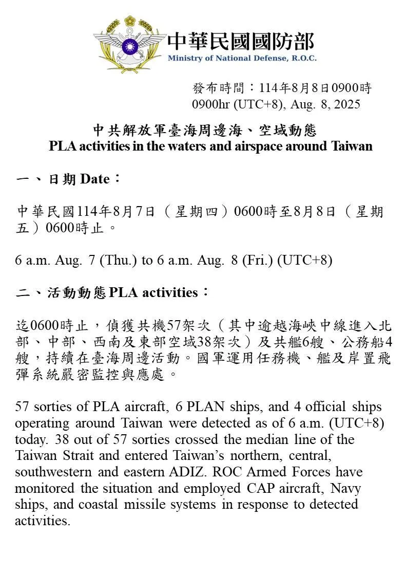 臺海周邊海、空域活動。（圖/國防部提供）