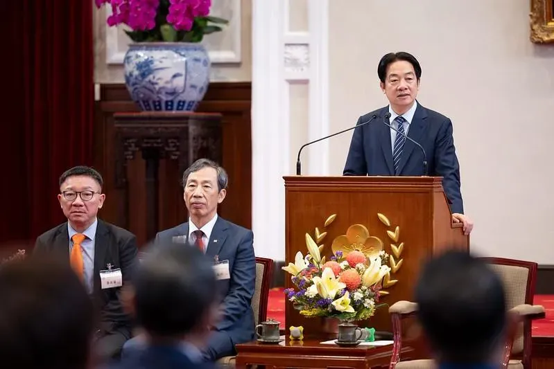 賴清德致詞時首先歡迎訪賓來到總統府。（圖/總統府提供）