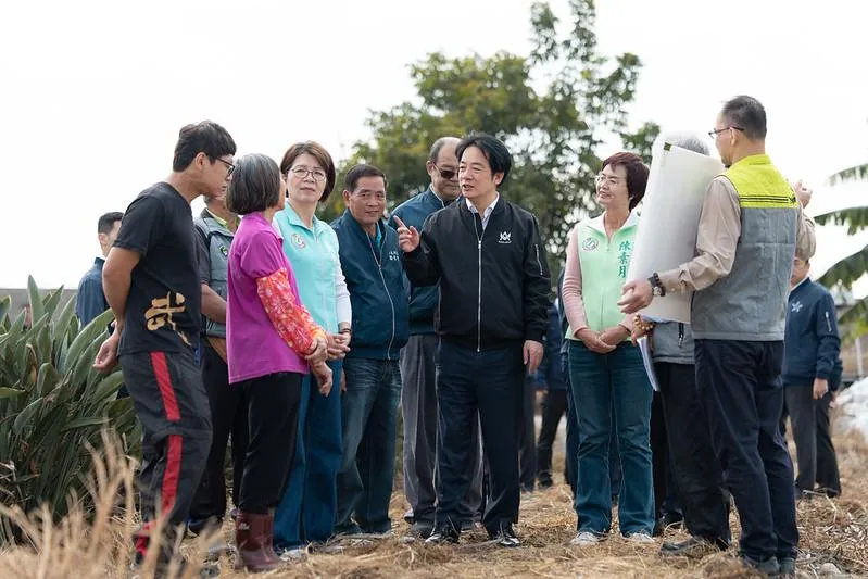 賴清德總統今(21日) 視察彰化溪州公地放領政策執行情形。(總統府提供)
