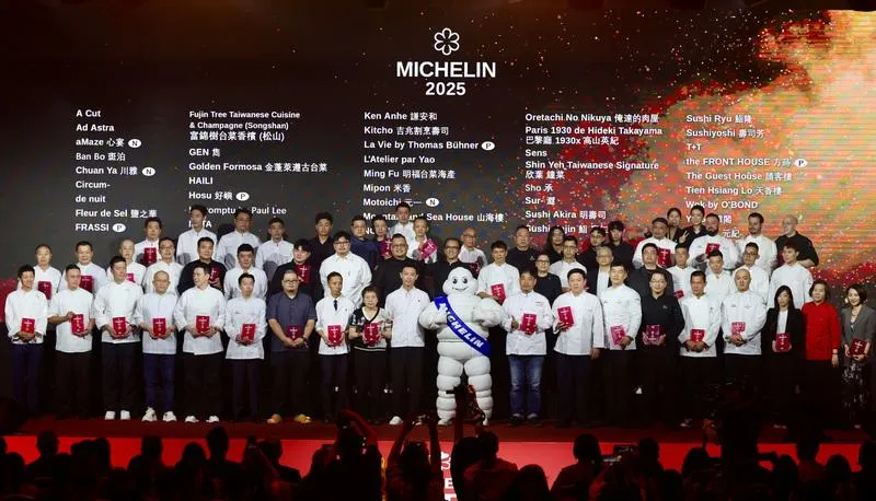 2025米其林名單共有43家餐廳摘一星，8家新入榜。（圖/中央社）