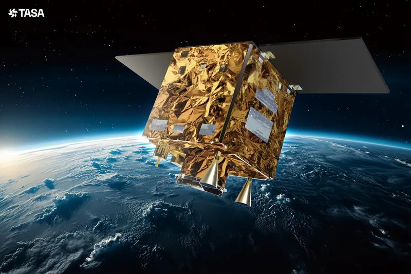 福衛八號齊柏林衛星模擬圖。(圖/中央社)