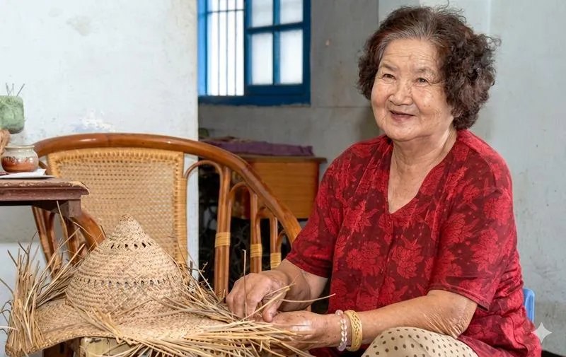 台東縣傳統工藝「台東藺草編」保存者林黃嬌(圖)13日辭世,文化部將頒發旌揚狀予以表彰。(圖/台東縣政府文化處提供)
