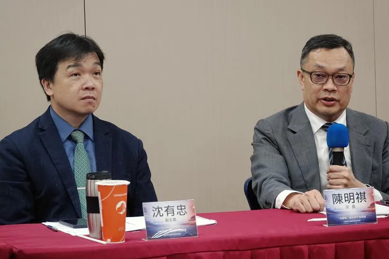 陸委會副主委沈有忠、外交部政務次長陳明祺出席「川習會後的美中台關係」座談會。(圖/中央社)