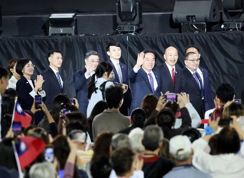 總統賴清德、行政院長卓榮泰、立法院長韓國瑜、新北市長侯友宜出席國慶晚會。(圖/中央社)