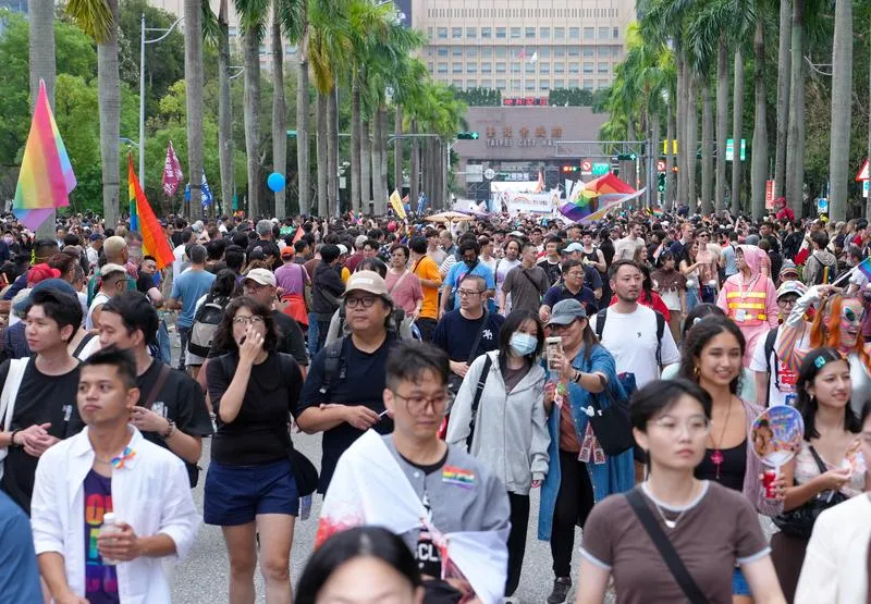 台北31日同志遊行。（圖／中央社）