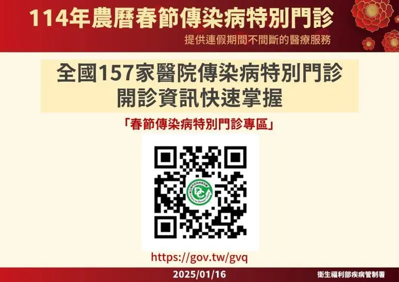民眾可以掃描QRcode快速掌握傳染病特別門診開診資訊。(圖/健康醫療網)