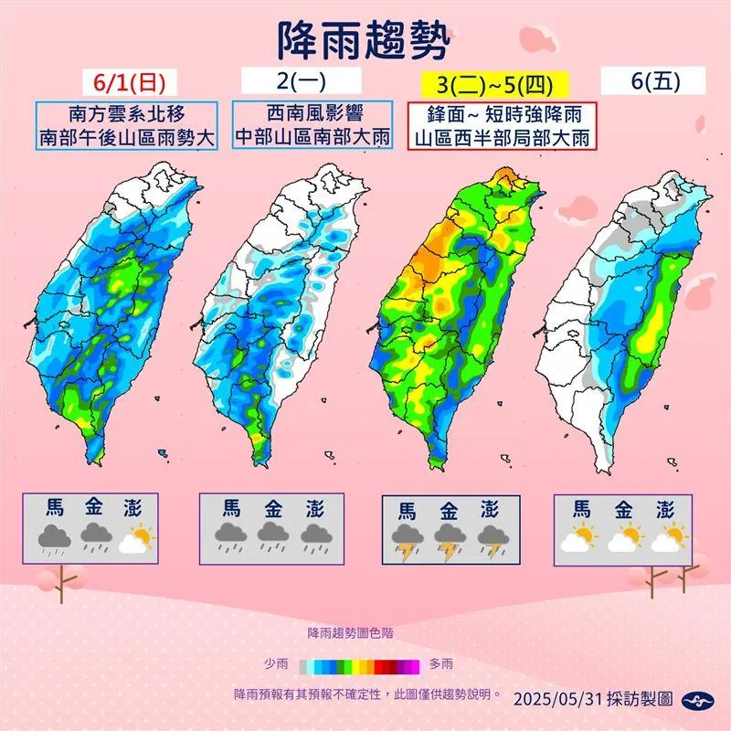 降雨趨勢圖。（圖／中央氣象署）