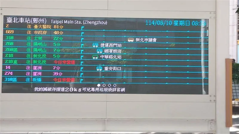 設置127吋智慧型站牌，打破傳統站牌資訊量不足的限制。（圖／臺北市公共運輸處提供）