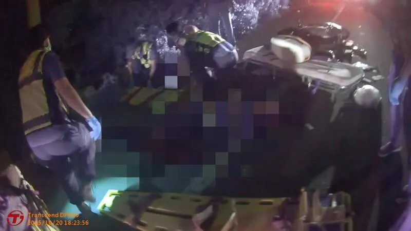嘉義縣大林鎮水源路20日晚間發生一起嚴重車禍，2輛機車發生撞擊意外，造成3人受傷。（圖／翻攝畫面）
