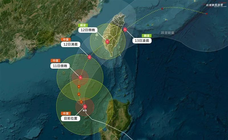 鳳凰颱風可能從南部登陸，從東部出海。（圖／翻攝自台灣颱風論壇｜天氣特急臉書）