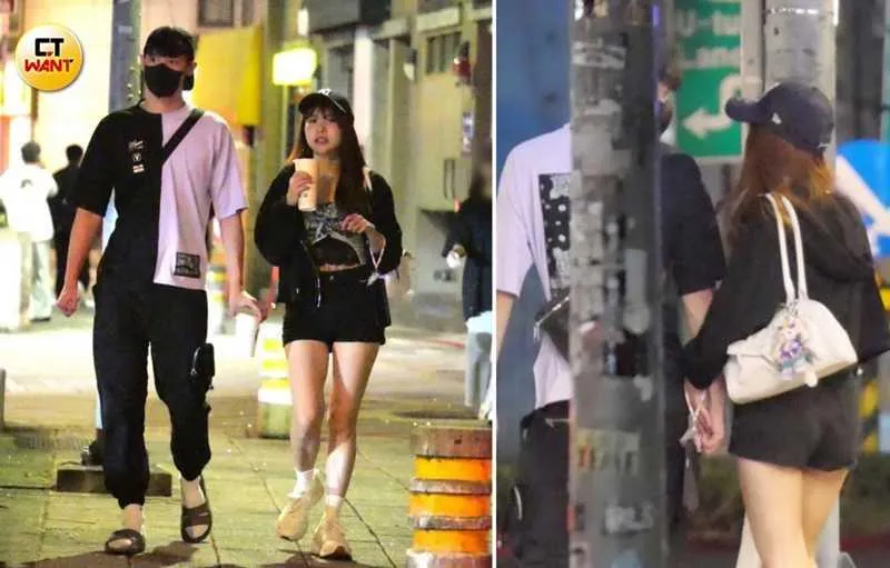 兩人走在路上，馮晨軒一直戴著口罩遮掉半張臉，反而是孟潔毫不在意大方牽手露臉。（圖／CTWant）