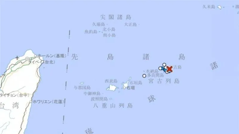 日本宮古島發生4.4有感地震。（圖／翻攝自日本氣象廳官網）