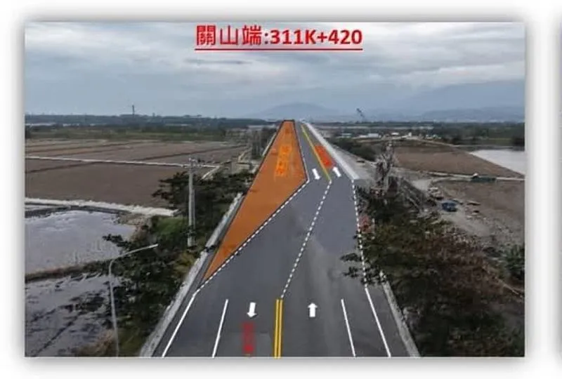 理池上大橋改建工程,採半半施工。(圖/翻攝畫面)