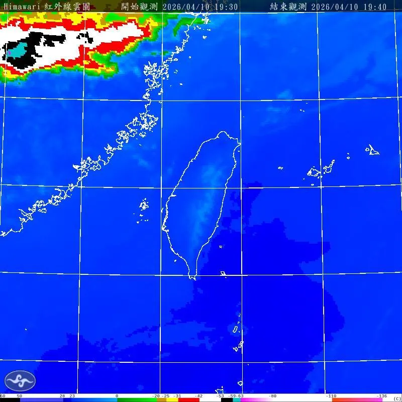 多雲到晴的天氣型態將持續到14日,預計14日晚間鋒面接近、15日通過。(圖/氣象署)