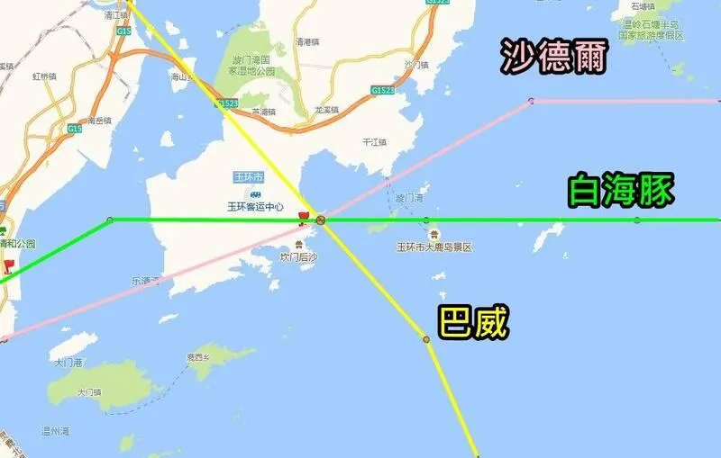 大陸浙江省玉環市坎門街道2026年夏天迎來連3個颱風登陸。(圖/翻攝自颱風路徑發布系統)