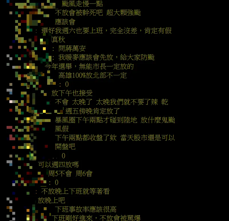 PTT網友紛紛留言預測颱風假。(圖/翻攝PTT)