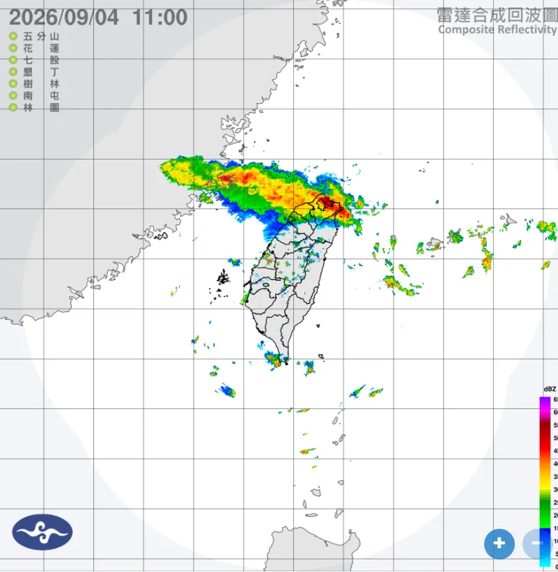 雨帶籠罩北部。（圖／中央氣象署）