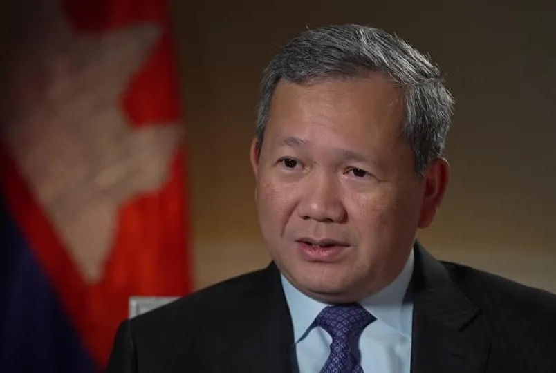 柬埔寨總理洪馬內抗議泰國軍方在和平協議後，持續佔據柬國領土。（圖／路透）