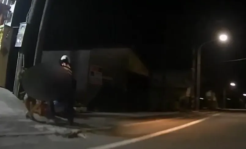 警方將林姓男子壓制在地。（圖／警方提供）