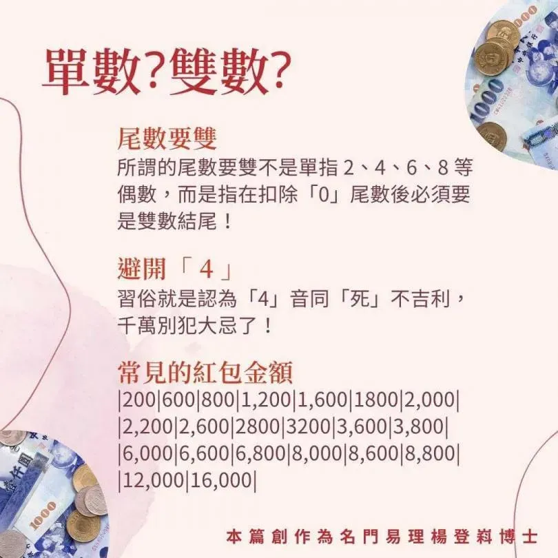 過年紅包金額要雙數。(圖/楊登嵙提供)