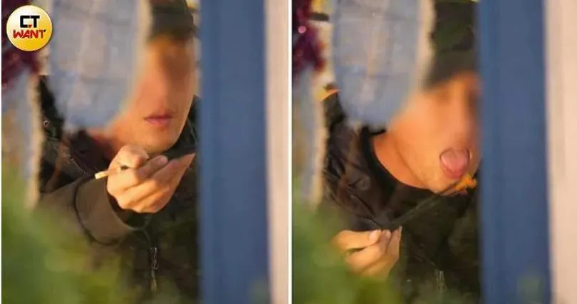帽子男佯裝要餵食林真亦，接著又惡作劇收回筷子自己吃，頗懂生活情趣。（圖／CTWant）