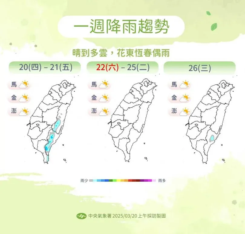 一周降雨趨勢。(圖/氣象署提供)