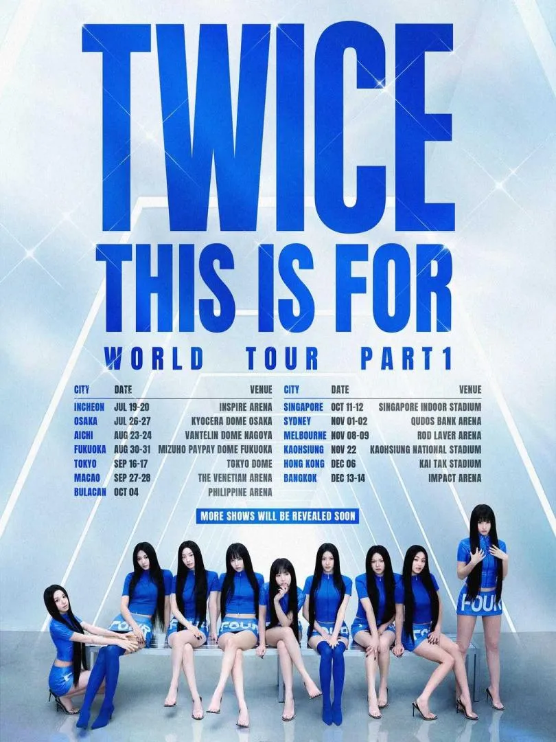 TWICE公布第六次世巡的日期及城市，高雄場將於11月22日在高雄國家體育場（世運主場館）舉辦。（圖／取自Live Nation Taiwan臉書）